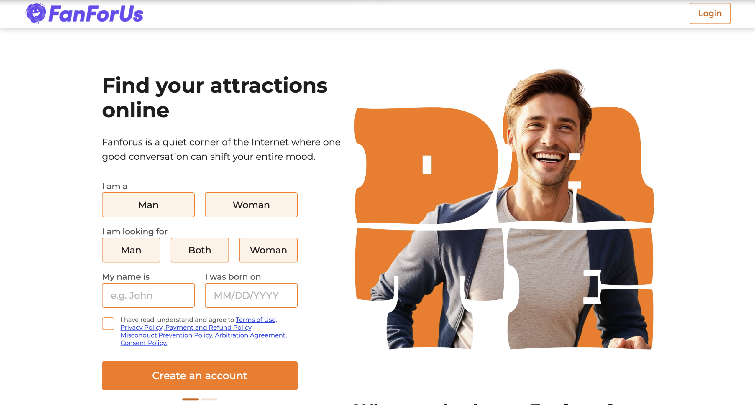 Fanforus Sign Up - Step 1