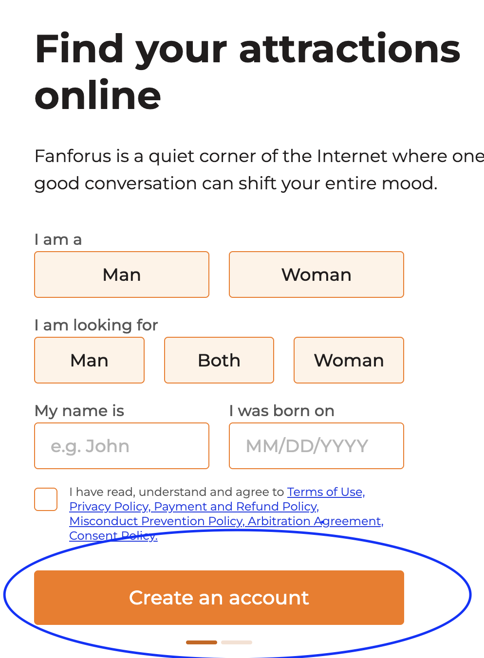 Fanforus Sign Up - Step 3